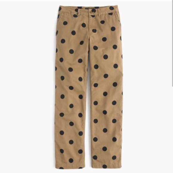 J CREW high rise girlfriend chino polkadot khaki 0 - Picture 4 of 11